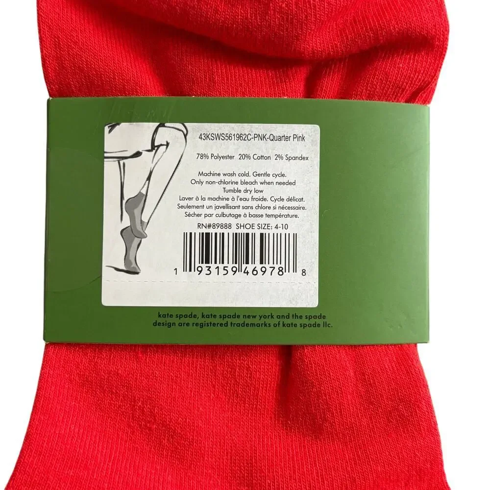 Kate Spade Strawberry Print Quarter Socks 3 Pack NEW - One Size